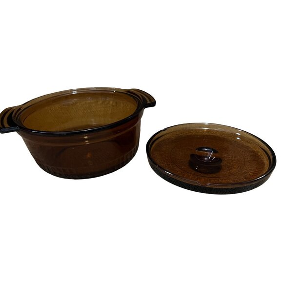 Vintage Anchor Hocking 1 Quart Casserole Baking Dish with Lid and Wicker Woven C - Picture 15 of 16